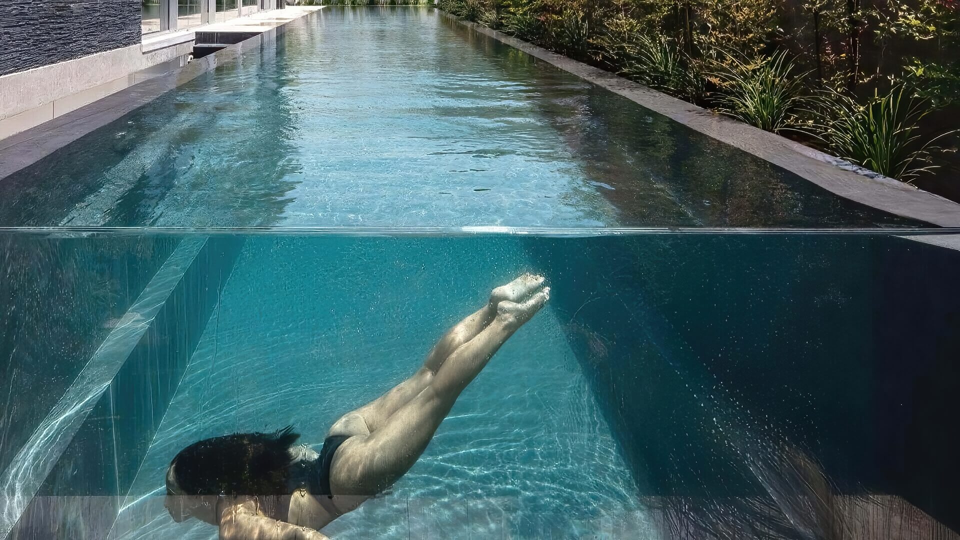 Girl Swimming Bottom Pool