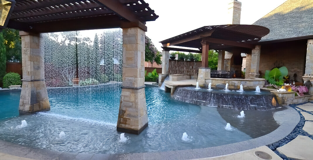 Rainfall Curtains Feature In Pool Rainfall Curtains Feature Pool