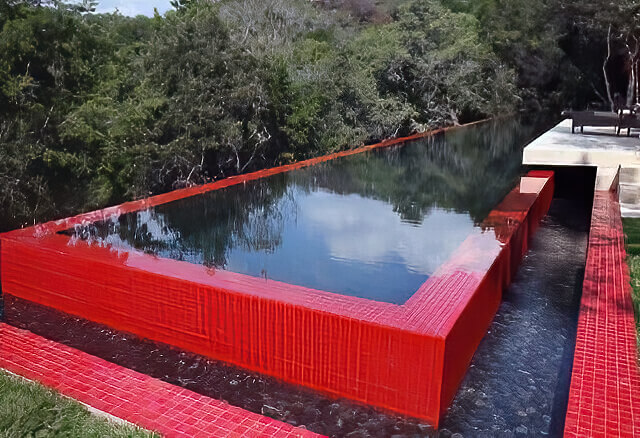Red Tiles Around Pool Red Tiles Pool