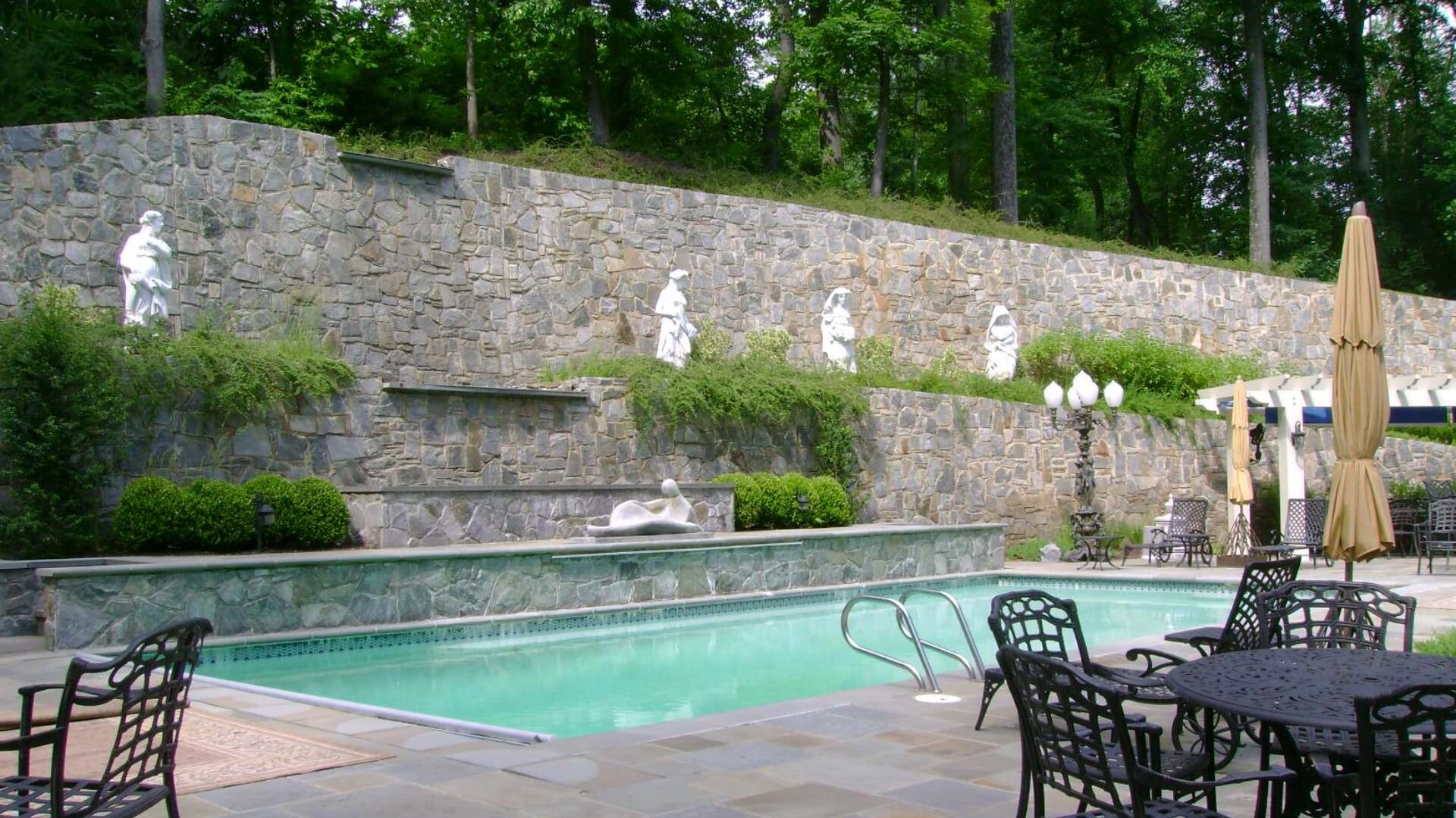 Stone Pool Retaining Wall