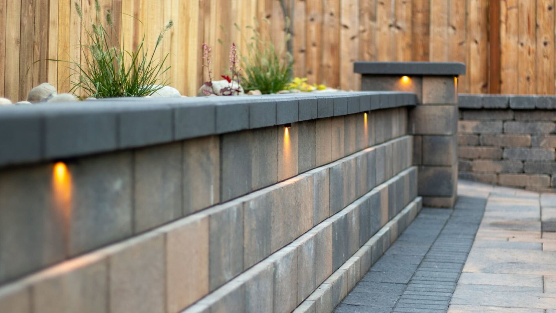 2024 01 Retaining Wall With Lights Retaining Wall Lights